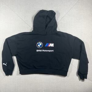 Puma Women's Large BMW Motorsport Cropped Hoodie Pullover Sweatshirt w/ Logo
